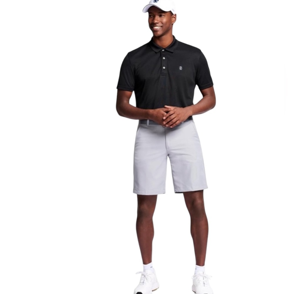 IZOD GOLF GRID POLO SHIRT MEN REGULAR CUT LOGO BLACK COLOR SHORT SLEEVE SIZE XL